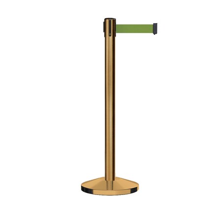Montour Line Stanchion Belt Barrier Sat.Brass Post 11ft. Olive Belt ES400-SB-OL-110